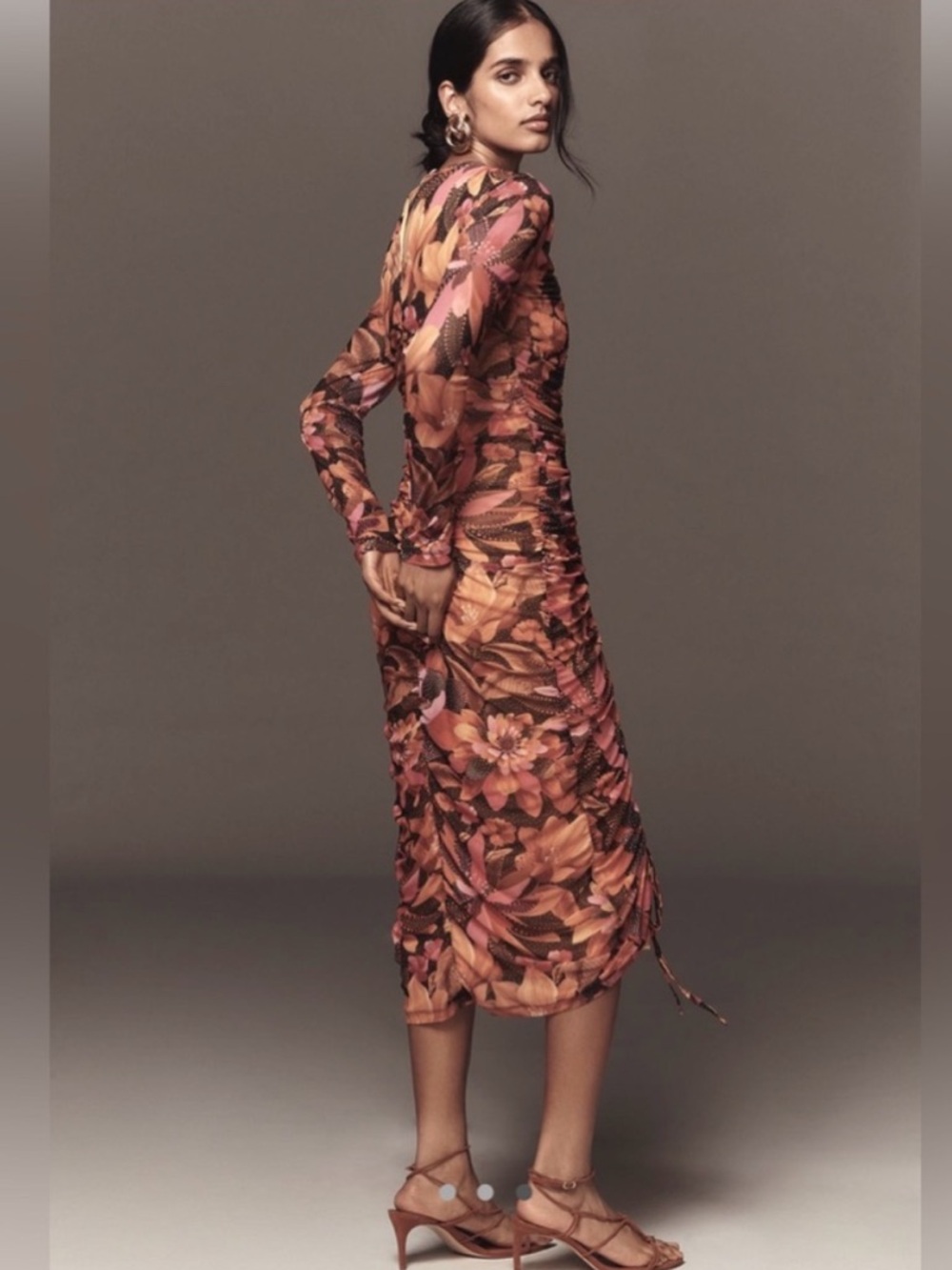 Farm Rio NWT Ruched Floral Midi Dress - Picture 3 of 7